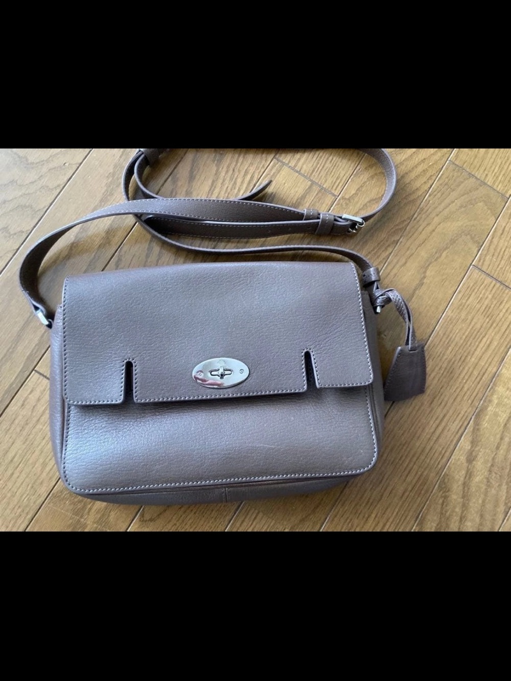 Mulberry Taupe Crossbody Leather Shoulder Bag